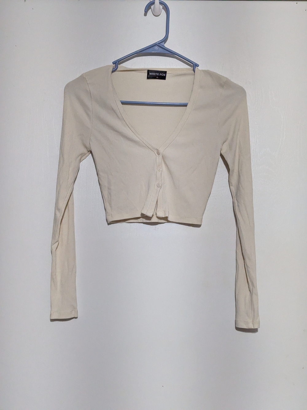 White Fox Boutique Cream V-Neck Cropped Cardigan